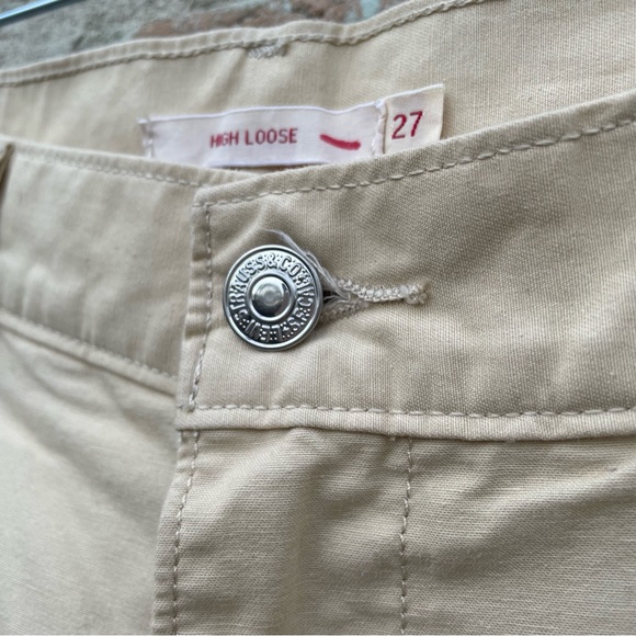 Levi’s High Loose Pants Pleated Khaki Chino Beige Tan Canvas Trousers Wide Leg - Picture 8 of 16